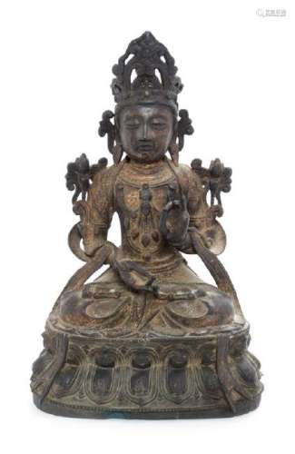 * A Bronze Figure of Amitayus Height 10 inches.