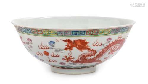 * An Iron Red Decorated Famille Rose Porcelain 'Dragon