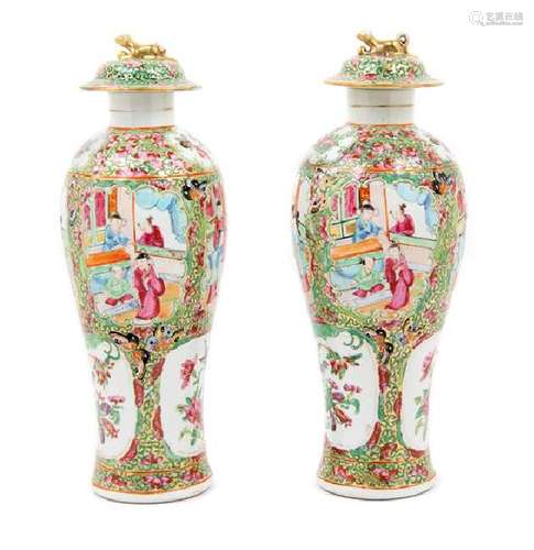 * A Pair of Chinese Export Rose Medallion Porcelain