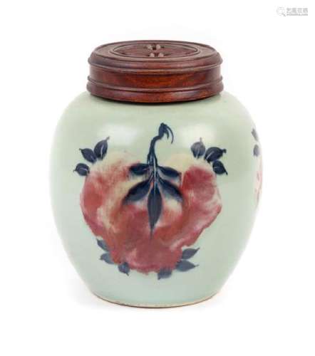 A Copper Red and Underglaze Blue Porcelain Ginger Jar