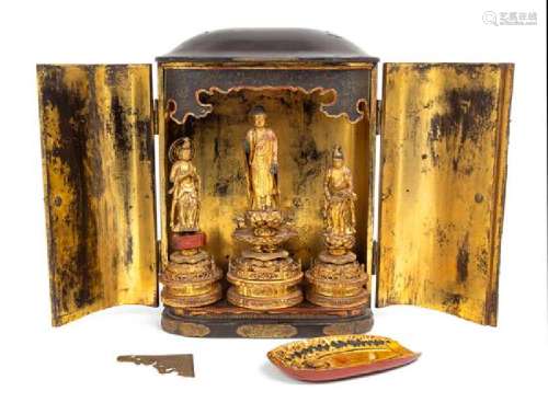 A Japanese Gilt and Black Lacquered Wood Buddhist
