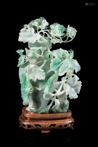 * An Apple Green and Celadon Jadeite Covered Vase