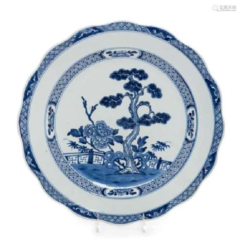 A Large Blue and White Glazed Porcelain Charger