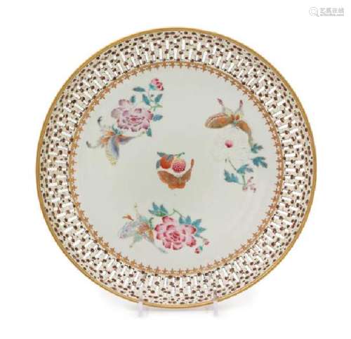 A Chinese Export Famille Rose Reticulated Porcelain