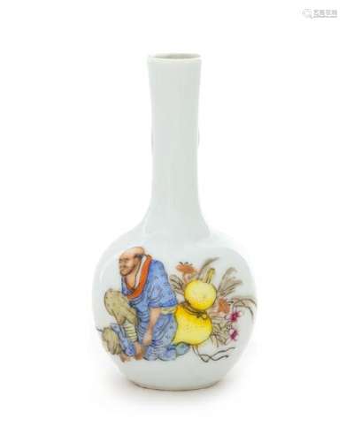 * A Famille Rose Porcelain Bottle Vase Height 2 1/4