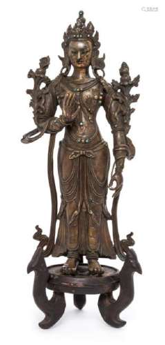 A Sino-Tibetan Bronze Figure of Avalokiteshvara Height