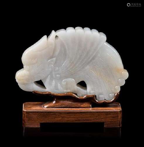 * A White Jade Figure of Dragon Fish Height 4 inches.