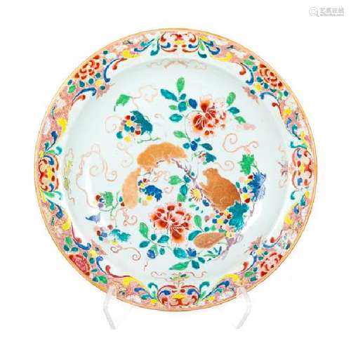 A Large Chinese Export Famille Rose Shallow Plate