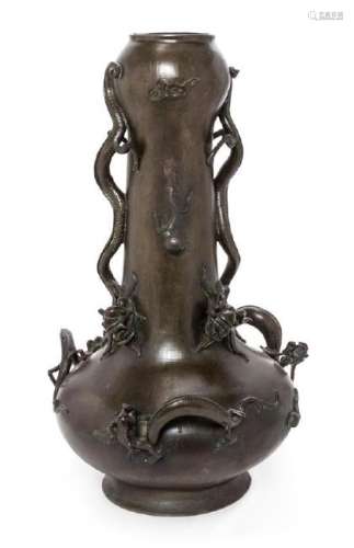 A Large Japanese Bronze Vase Height 21 1/2 inches.