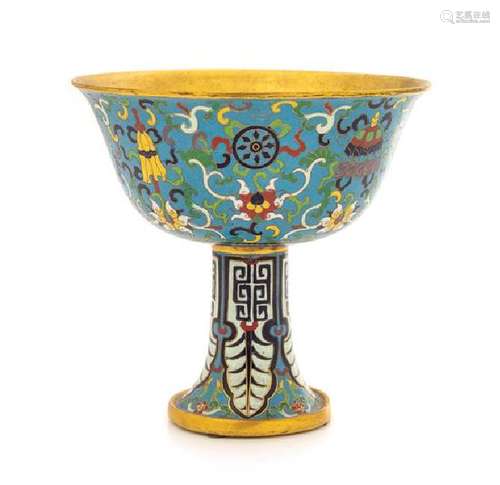 A Cloisonne Enamel Stem Bowl Height 6 inches