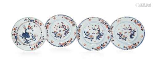 * Four Chinese Export Porcelain 'Imari' Pattern Plates
