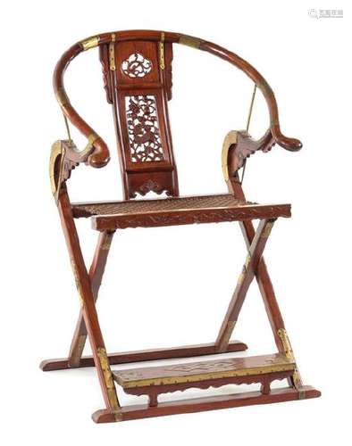 A Huanghuali Horseshoeback Folding Chair, Jiaoyi Height