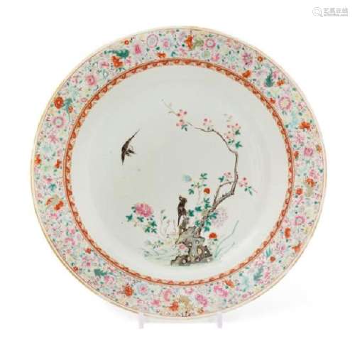 A Famille Rose Porcelain Plate Diameter 10 1/8 inches