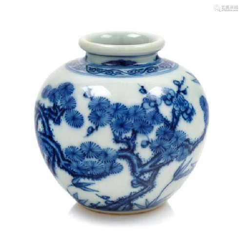 A Blue and White Porcelain 'Truncated Plum' Vase Height