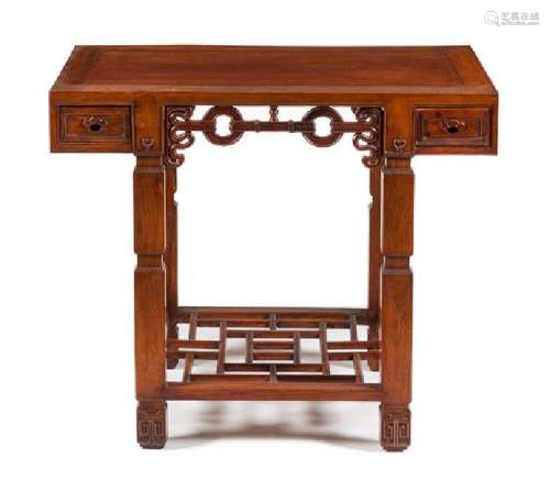 A Huanghuali Altar Table Height 28 x widht 32 1/2 x