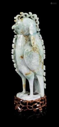 * A Jadeite Phoenix-Form Covered Vessel Height 5 3/4