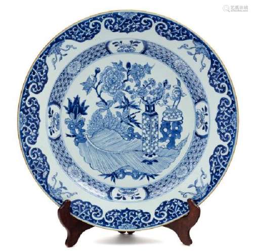 A Chinese Export Blue and White Porcelain Charger