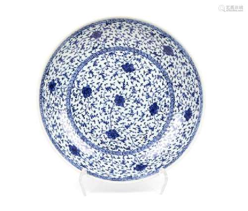A Blue and White 'Floral' Porcelain Charger Diameter 14