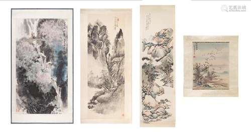 * Four Woodblock Prints, (20TH CENTURY), Landscapes