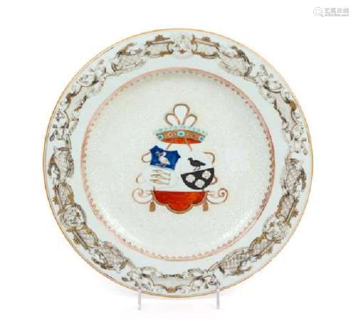 A Chinese Export Armorial Porcelain Plate Diameter 12
