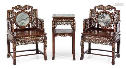 * A Set of Three Chinese Export Mother-of-Pearl Inlaid