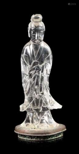 * A Carved Rock Crystal Figure of Standing Guanyin