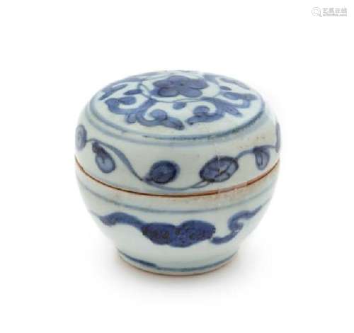 A Blue and White Porcelain Seal Paste Box and Cover
