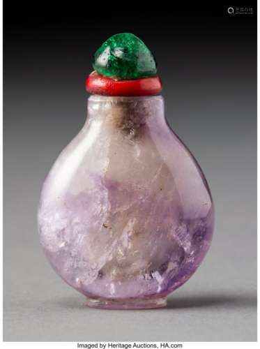 78020: A Chinese Carved Amethyst Snuff Bottle 1-3/4 x 1