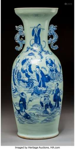 78175: A Large Chinese Slip Decorated Blue and White Po