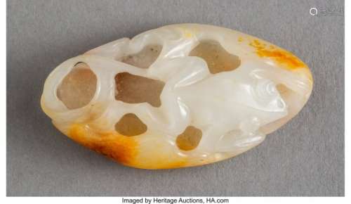 78068: A Chinese White and Russet Jade Frog Carving 1-3