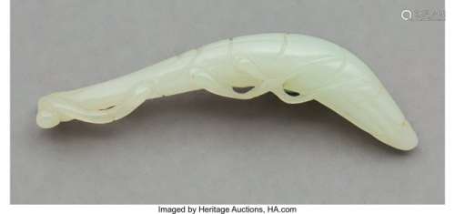 78067: A Rare Chinese White Jade Praying Mantis Carving
