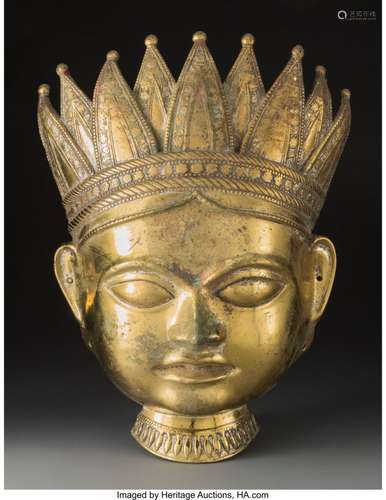 78378: An Indian Gilt Copper Alloy Mohra, early 19th ce