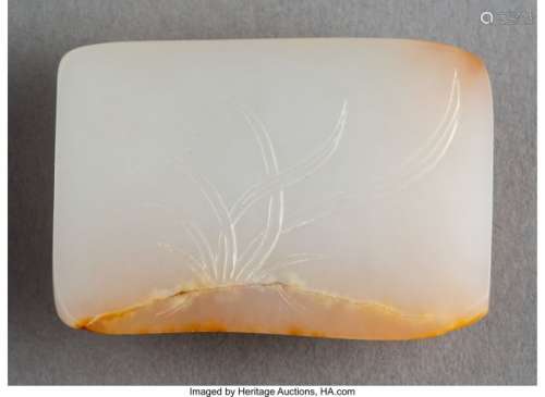 78046: A Chinese Carved White and Russet Jade Pebble, Q
