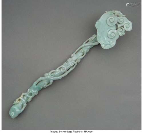 78106: A Chinese Carved Jadeite Ruyi Scepter, early 20t