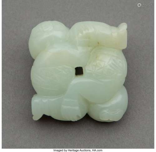 78073: A Chinese White Jade Acrobats Carving, Qing Dyna