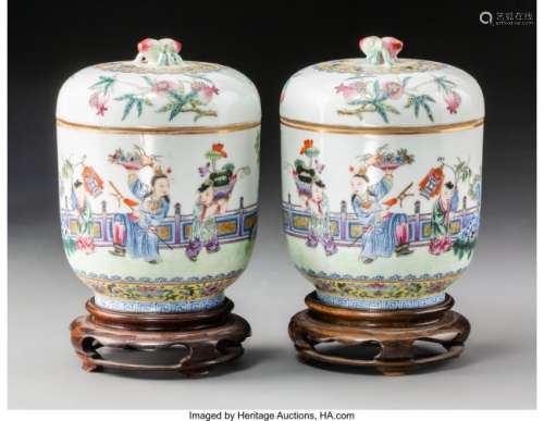 78193: A Pair of Chinese Famille Rose Enameled Porcelai