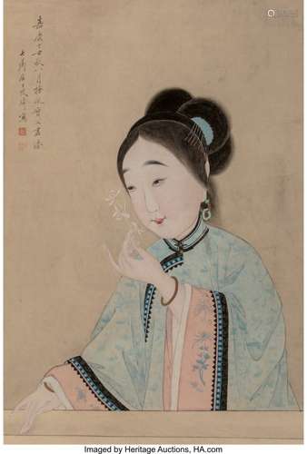 78343: Chinese School (Qing Dynasty) Portrait of a Woma