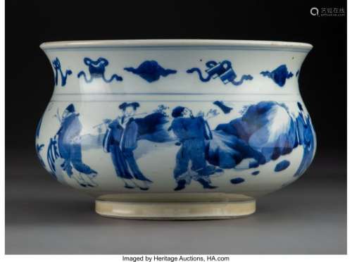78155: A Chinese Blue and White Porcelain Bowl Depictin