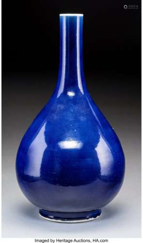 78148: A Chinese Blue Monochrome Porcelain Bottle Vase,