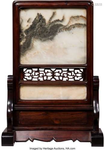 78247: A Chinese 'Dreamstone' Table Screen, late Qing D