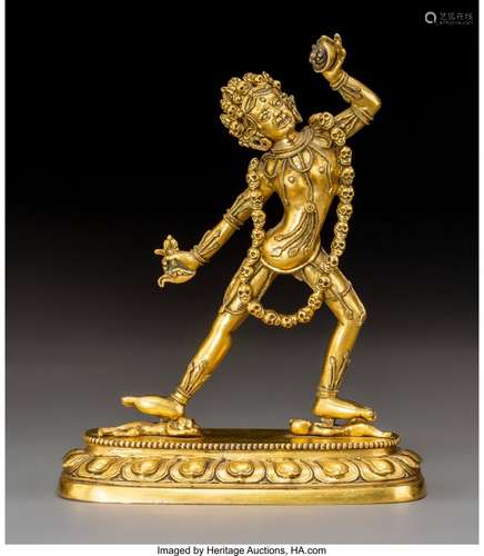 78366: A Tibetan Gilt Bronze Figure of Vajrayogini, 17t