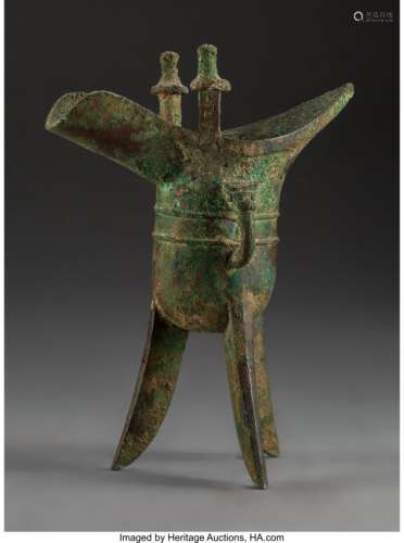 78203: A Chinese Bronze Jue Vessel, Shang Dynasty 8-1/2