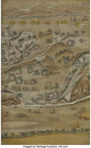 78439: A Korean Landscape Map Panel, Joseon Dynasty 25-