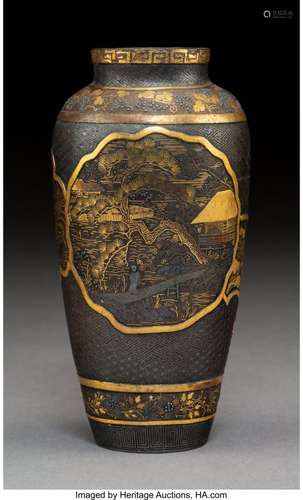 78407: A Japanese Mixed Metal Damascene Vase, Meiji per