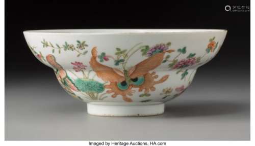 78184: A Chinese Famille Rose Porcelain Butterfly Bowl,