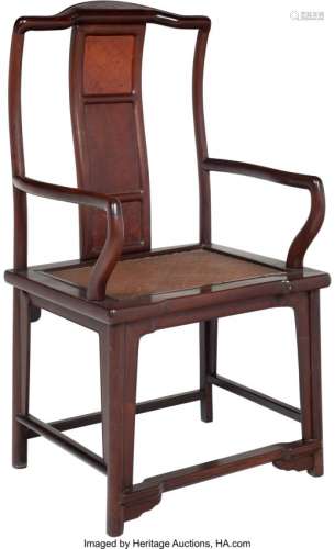 78246: A Chinese Burl-Inset Huanghuali Armchair, Qing D