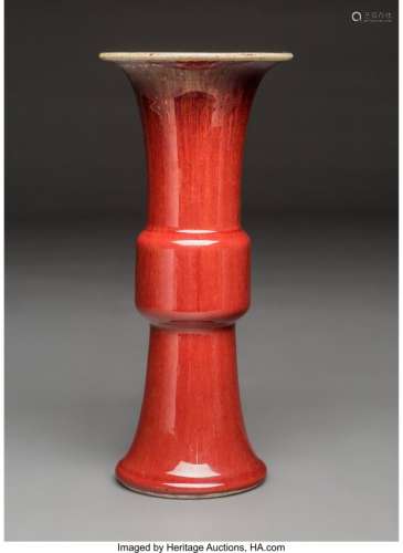 78141: A Chinese Copper Glazed Porcelain Gu Vase, Qing