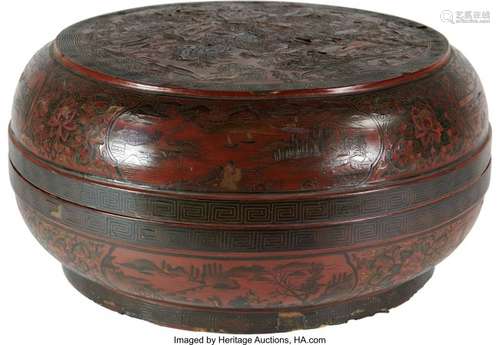 78254: A Large Chinese Tixi Lacquer Box and Cover, earl