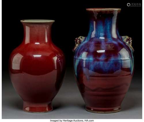 78144: Two Chinese Flambé Glazed Porcelain Vases