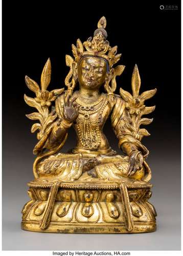 78361: A Chinese Gilt Bronze Figure of Tara, Qing Dynas